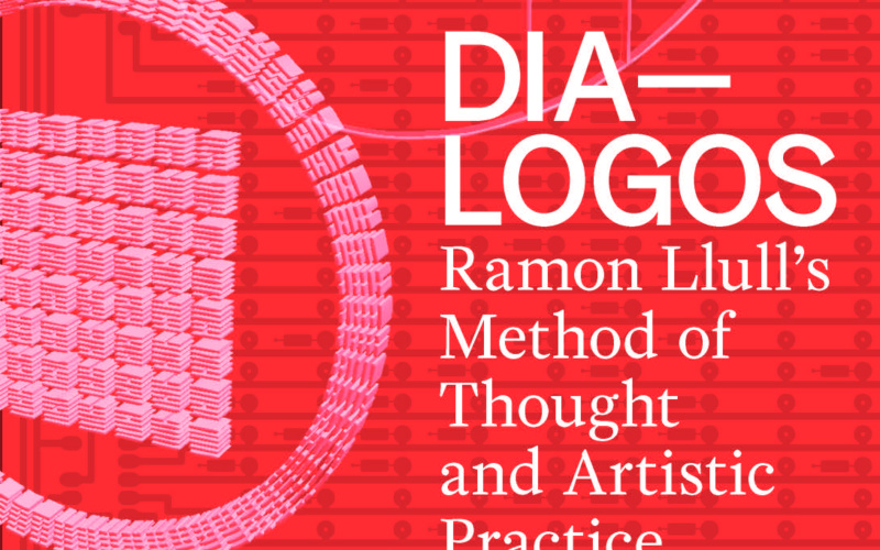 Cover der Publikation »DIA-LOGOS«: weiße Schrift auf rotem Grund