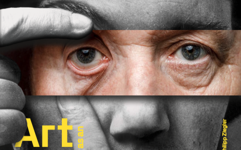 Das Bild zeigt ein künstlerisches Porträt von Peter Weibel.