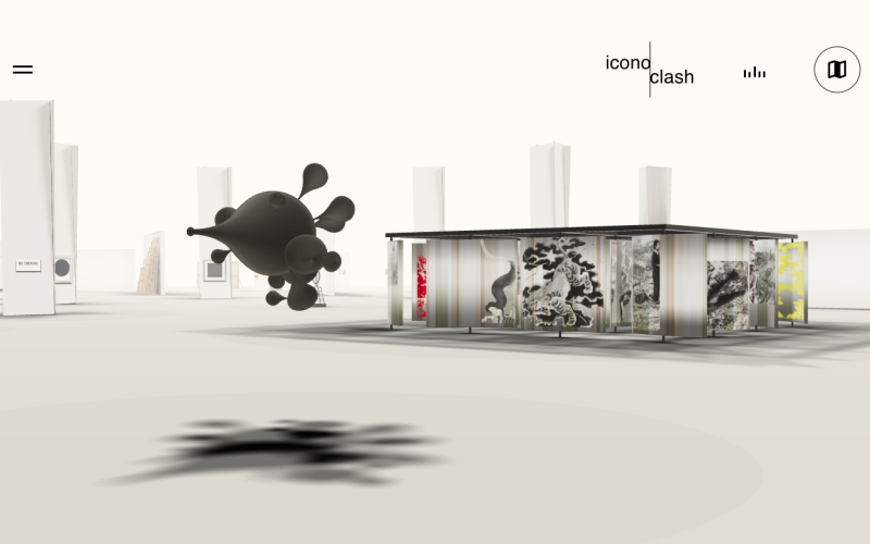 View into the 3D environment of the digital experience of »Iconoclash« 